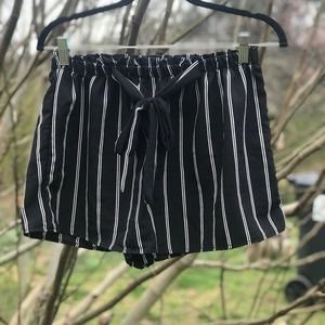 Striped black and white tie shorts!
